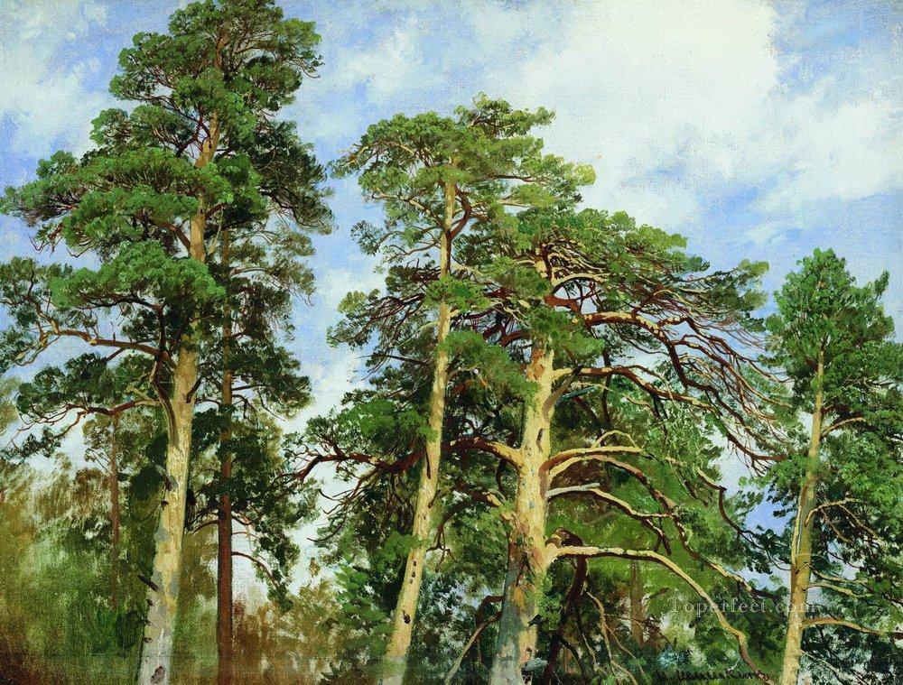 松の頂上 古典的な風景 イワン・イワノビッチの木々油絵